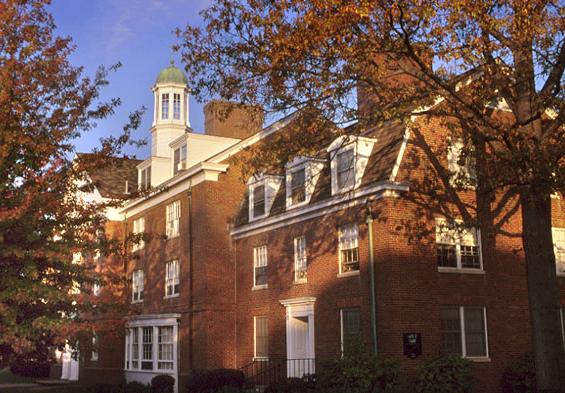 Photo of the front of Tiffin Hall, located on East Green