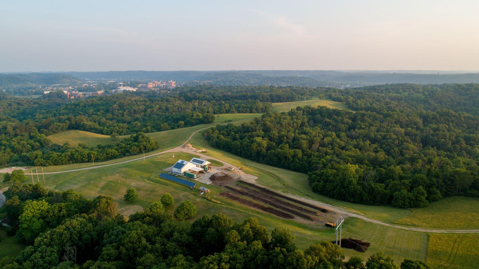 Aerial view of Ohio University's compost facility