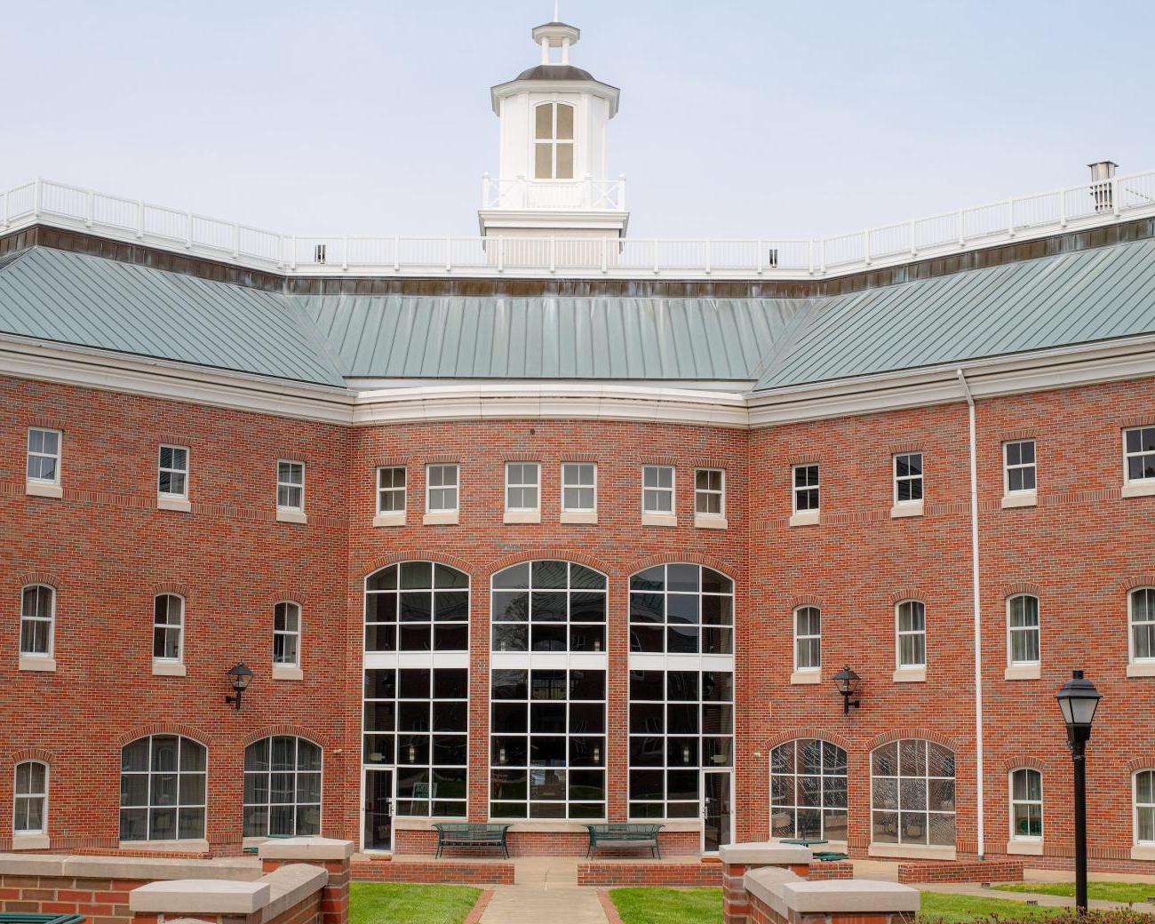 view of Riffe building from courtyard