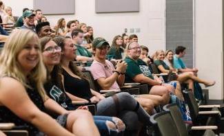 Ohio University students sit in a classroom